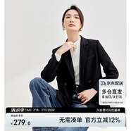 尚都比拉職業(yè)通勤西裝女春秋高級感面試正裝外套氣質小西服 黑色 M