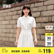 森馬（Semir）連衣裙女翻領(lǐng)長(zhǎng)裙文藝溫柔系夏季收腰百褶襯衫裙109324114009