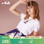 斐樂（FILA）官方女士短袖T恤夏印花運(yùn)動女裝針織短袖套頭衫小熊T刺繡上衣 標(biāo)準(zhǔn)白-WT M 165/84A