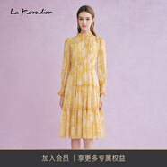 拉珂蒂（La Koradior）【商場(chǎng)同款】女時(shí)尚真絲新100桑蠶絲絲綢連衣裙 淡黃 L