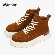 Walker Shop 品牌男鞋厚底增高休閑鞋男新款潮流百搭板鞋高邦鞋子男 棕色 【38 42 44碼預售】 40