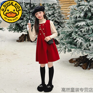 G.DUCKKIDS女童連衣裙秋冬2025新款洋氣兒童背心裙套裝女大童紅色新年裝裙子 包包+HSL小香風雙排扣毛呢背心裙 cm 110