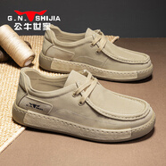 公牛世家（G.N.Shi Jia）公牛家族老北京布鞋男士夏季2025新款防滑優(yōu)雅滑上休閑男士鞋 卡其【系帶款】 40