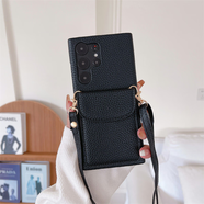 其他家適用于 于三星S25U/S24U/S23U簡約斜挎手機保護殼S24Ultra 黑色 iPhone 12