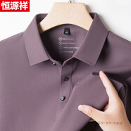 恒源祥長(zhǎng)袖T恤男2025春秋新款翻領(lǐng)休閑純色體恤衫時(shí)尚寬松薄款打底衫潮 紫色 M 48