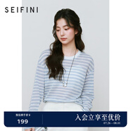 詩凡黎（'SEIFINI）詩凡黎慵懶風(fēng)鏤空針織衫25春夏新品寬松高級感防曬衫外搭罩衫上衣 海冰藍(lán) M