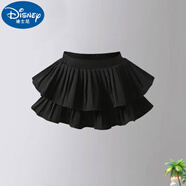 迪士尼（Disney）正品童裝女童白色短裙半身裙高腰表演裙褲夏兒童蛋糕裙寶寶公主蓬 旗艦品質(zhì)黑色蛋糕裙百褶裙 均碼 140