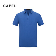 卡博爾（CAPEL）商場同款品牌男裝夏季男士短袖T恤商務(wù)簡約中老年爸爸半袖上衣 藍(lán)色 M (48)