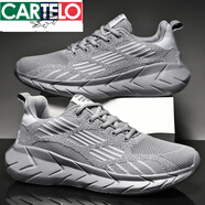 卡帝樂(lè)鱷魚(yú)（CARTELO）大碼男鞋子春夏季2025新款網(wǎng)面透氣運(yùn)動(dòng)休閑潮流男士跑步潮鞋 灰色SD【單鞋G610】特l價(jià)品牌斷碼 39 精品上高檔次