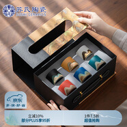 蘇氏陶瓷（SUSHI CERAMICS）手繪釉畫彩茶杯千里江山六色功夫茶杯節(jié)日伴手禮茶具手提禮盒套裝