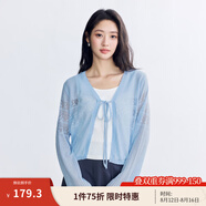 茵曼（INMAN）章若楠同款歐若風(fēng)法式吊帶連衣裙2025夏季新品女裝淡鵝黃色裙子 星空藍針織衫-18528632 M