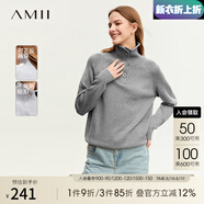 AMII七夕禮物2025冬新款可前后兩穿翻領(lǐng)高領(lǐng)藝術(shù)扣中長(cháng)寬松套頭毛衣 淺花灰 160/84A/M