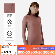 迪卡儂（DECATHLON）速干衣速干長袖女春夏季跑步長袖瑜伽服寬松訓練健身服運動T恤 肉桂紅 XXS