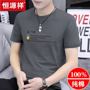 恒源祥圓領短袖T恤男2025夏季新款男裝純棉半袖打底衫上衣服體恤 2539碳灰 XL【建議130-145斤】