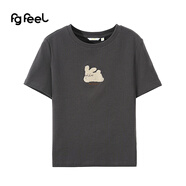 普普風(fēng)2025年秋季新款女裝小兔子毛巾繡T恤QC1T23074S 灰色 M