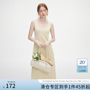 范思藍(lán)恩秋季灰色無袖背帶針織裙女2024新款休閑舒適打底裙修身連衣裙女 奶酪黃 S