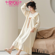 莫代爾睡裙女春秋款純棉長(cháng)袖女士春秋季夏云感孕婦睡衣女款2025新款春裝 主圖款XB：18103杏色蝴蝶結花邊 M 【柔軟親膚，舒適純棉】