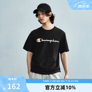 Champion冠軍情侶短袖新款美式潮牌t恤寬松休閑純棉上衣 黑色 XL