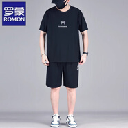 羅蒙（ROMON）冰絲速干短袖t恤男夏季大碼套裝加肥加大運(yùn)動(dòng)寬松體恤短褲兩件套 TZ625 XL 建議130-140斤
