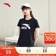 安踏（ANTA）【快干棉】T恤男女同款2025夏季情侶吸濕排汗LOGO寬松休閑短袖t恤 【女款-大logo】基礎(chǔ)黑8115-2 M /男170 女165