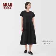 無(wú)印良品（MUJI）女式 涼感 短袖連衣裙 女裝裙子25年夏季連身裙涼感物語(yǔ) BC2LKA5S 黑色 L (165/88A)