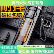 那加雪飛（Naga Xuefei）玻璃杯雙層塑玻杯茶水分離杯商務(wù)男士車載水杯防摔防燙家用茶杯 提繩款420ml[黑]