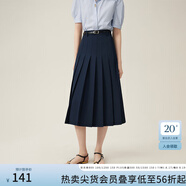范思藍恩學院感通勤時髦知識分子半身裙女百褶長款裙子24FS12177 藏青色 XS