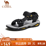 駱駝（CAMEL）戶外沙灘潮流平底休閑男士涼鞋子 A822162412 黑色 43
