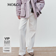 MO&Co.牛仔褲彈絲精裁中低腰及地直筒白色 牛仔白色 L 28