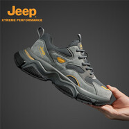 JEEP吉普男鞋新款男士休閑鞋戶外防滑運動鞋厚底徒步登山鞋子 灰色 41