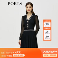 PORTS寶姿秋冬女裝新款優(yōu)雅氣質(zhì)修身連衣裙ALM9K202NKW008 黑色 L