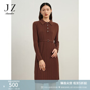 玖姿·安娜蔻法式復(fù)古收腰羊毛針織毛衫連衣裙女冬款 棕色 2XL