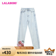 拉拉波波（LALABOBO）牛仔褲女|LBDA-WXZC64 淺藍白 28