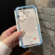 紅心蘋果適配【16芭比粉】大氣囊邊框iPhone16手機殼新款蘋果16plus全包保護套15promax簡約pmax軟邊感14/1 【藍色】四角氣囊高透背板 iPhone 15