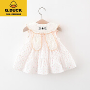 G.DUCKKIDS童裝女童連衣裙夏款洋氣兒童小女孩公主裙0一1-3歲嬰兒女寶寶裙子 亮桔色 小點(diǎn)兔耳裙 73 cm