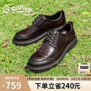 金利來(lái)（goldlion）男鞋都市時(shí)尚復古正裝皮鞋舒適耐磨德比鞋50823024440A-棕色-41碼