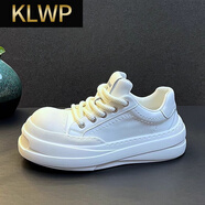 KLWP香港輕奢男鞋高檔品牌新款小白鞋2025夏季白色板鞋內(nèi)增高厚底男鞋 【白色】 38