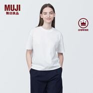 無印良品（MUJI）女式 天竺編織圓領(lǐng)短袖T恤上衣打底衫女款內(nèi)搭多巴胺女裝 白色BB2P6C4S L (165/88A)