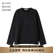 普拉達（PRADA）男士/女士中性款寬松復(fù)古圓領(lǐng)長袖套頭衫T恤衫34646R 13BC F0002 S 231 黑色徽標刺繡 M
