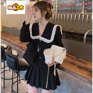 皮爾卡丹（pierre cardin）大碼女裝胖mm法式海軍領(lǐng)開(kāi)衫外套2026新款秋冬小個(gè)子短款西裝上衣 黑色【小個(gè)子/微胖顯瘦遮肉/溫柔 M 【85-95斤】