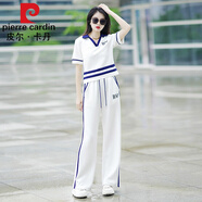 皮爾卡丹（pierre cardin）歐貨時(shí)髦運(yùn)動(dòng)套裝女夏季薄款2025年新款洋氣休閑闊腿褲兩件套套裝 白色兩件套套裝 L碼(111-120斤)
