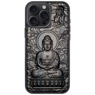 藍鳥開泰iPhone16E生肖守護神15pro max防摔手機殼蘋果14Plus檀木立體浮雕 大日如來(猴) iPhone15pro