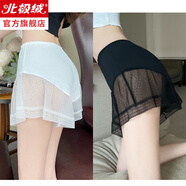 北極絨（Bejirog）性感網(wǎng)紗拼接防走光安全褲女夏外穿短褲JK裙內襯白色蕾絲打底褲潮 舒適親膚花紋7白色+黑色2件裝 均碼 【80-125斤】