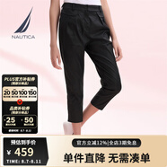 諾帝卡（NAUTICA）【商場(chǎng)同款】女裝春夏款涼感透氣輕薄休閑九分褲女32PM27 黑色0TB 29
