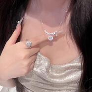 尹木夕白玉髓新中式項鏈女925銀鎖骨鏈頸鏈配飾送女友閨蜜生日禮物 L2616布拉格月光銀項鏈