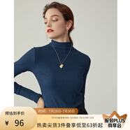 范思藍恩范思藍恩204303半高領打底衫女秋冬百搭修身針織上衣緊身內(nèi)搭毛衣 深藍色 S