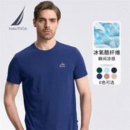 諾帝卡（NAUTICA）男裝夏季款涼感透氣親膚休閑短袖T恤男TO3202 暗藍(lán)色4OB XL