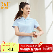 361度運(yùn)動(dòng)翻領(lǐng)t恤2025年春夏季新款休閑透氣短袖情侶POLO衫 【女款】凝霧藍(lán) XL