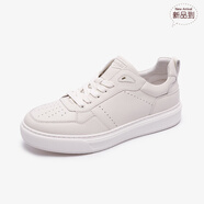 萊爾斯丹（le saunda）2025春夏純色低幫系帶運動休閑男鞋4MM76502 米白色 WTL 42