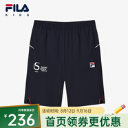 FILA斐樂童裝兒童短褲2024冬季新款男大童防曬涼感網(wǎng)球運動五分褲 RD寶藍-NV 160
